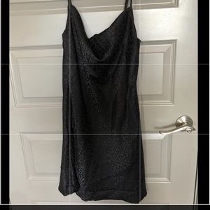 Black slip midi dress